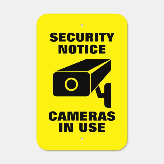 Camera Security Notice video surveillance yellow Metal Sign (Front)