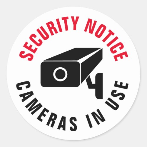 Camera Security Warning video surveillance notice Classic Round Sticker