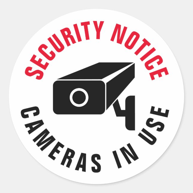 Camera Security Warning video surveillance notice Classic Round Sticker (Front)