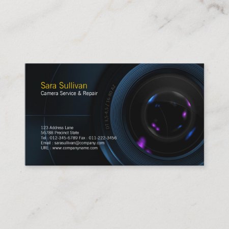 Camera Service & Repair Business Card Camera Lens