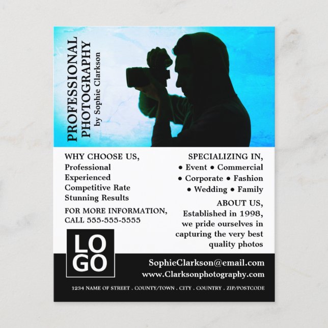 Camera Silhouette, Photography, Photographer Hire Flyer (Front)