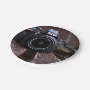 Camera Themed, A Picture Of A Camera Kept On Top O Paper Plates