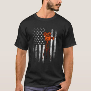 Camera Usa Flag Funny Filmmaker Gifts Film Directo T-Shirt