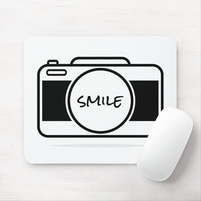 Camera With Smile Text Mouse Pad (With Mouse)