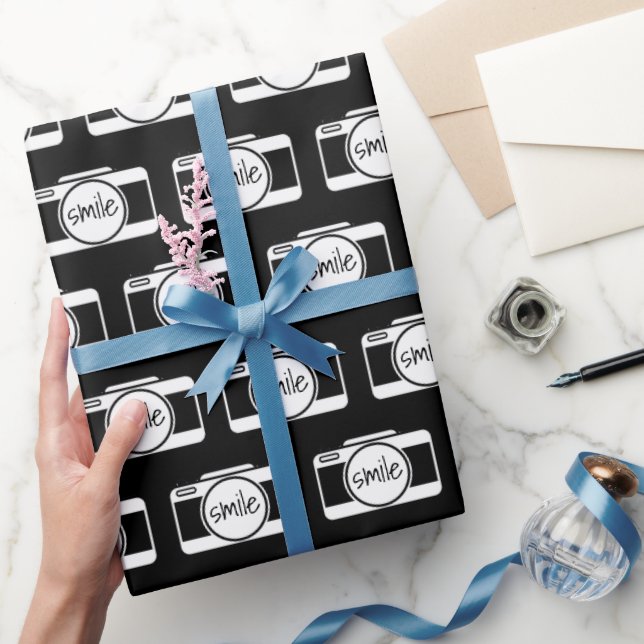 Camera with Smile Text  Wrapping Paper (Gifting)