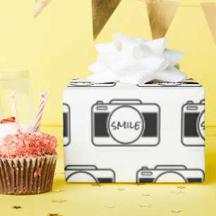 Camera With Smile Text Wrapping Paper