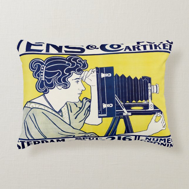Camera Woman, Photographer, Van Caspel Accent Pillow (Front)