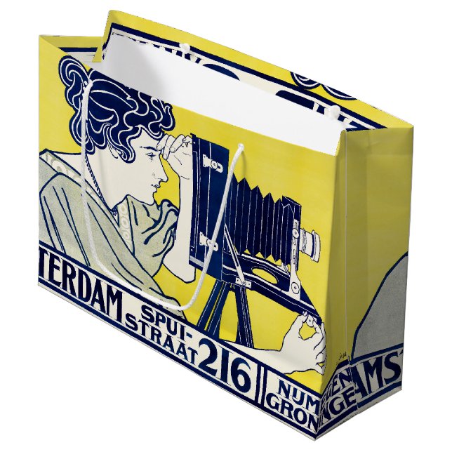 Camera Woman, Photographer, Van Caspel Large Gift Bag (Front Angled)
