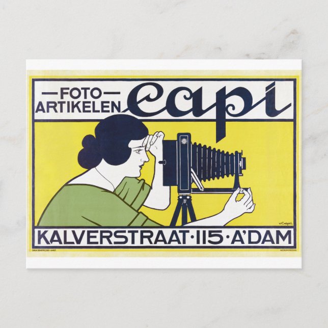 Camera Woman, Photographer, Van Caspel Postcard (Front)