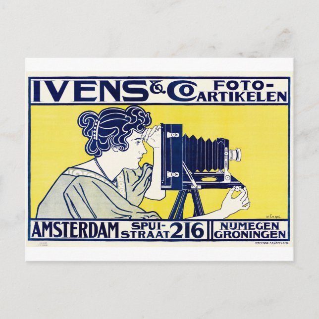 Camera Woman, Photographer, Van Caspel Postcard (Front)