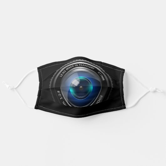 Camera Zoom Lens Adult Cloth Face Mask (Front, Unfolded)
