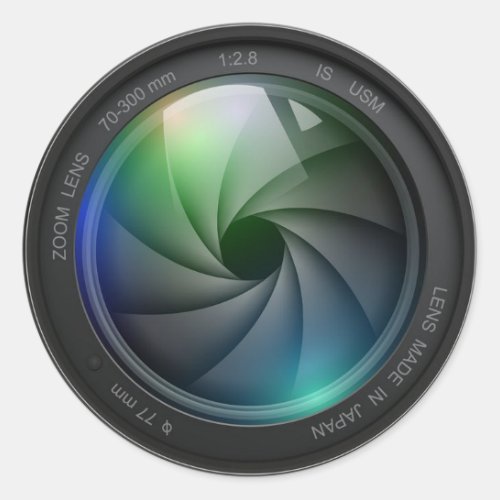 Camera Zoom Lens Design Classic Round Sticker