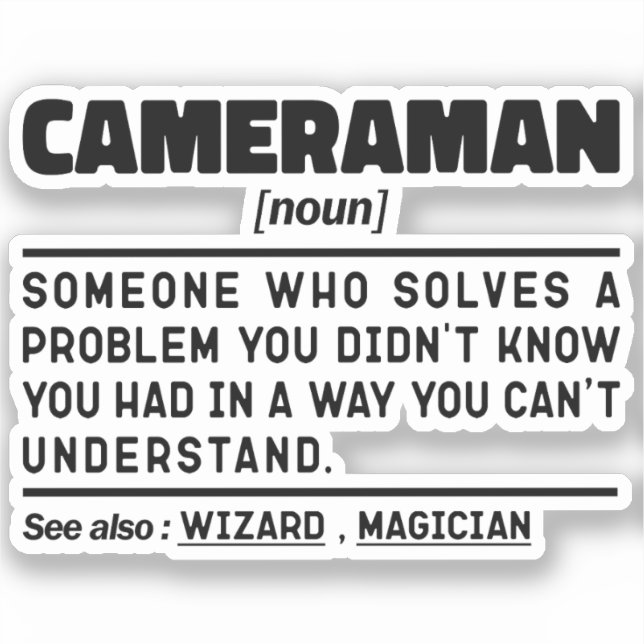 Cameraman Noun Cool Camera Photography Lover Fuuny Sticker (Front)
