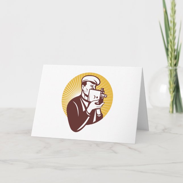 Cameraman vintage video camera shooting card (Front)