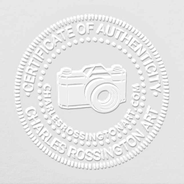 Camera's #6 “Certificate of Authenticity” Name URL Embosser (Design)