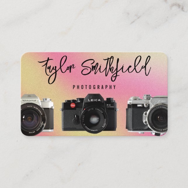 Cameras Grainy Colorful Photography Business Card (Front)