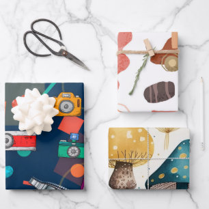 Cameras & Mushroom, Retro Groovy  Wrapping Paper