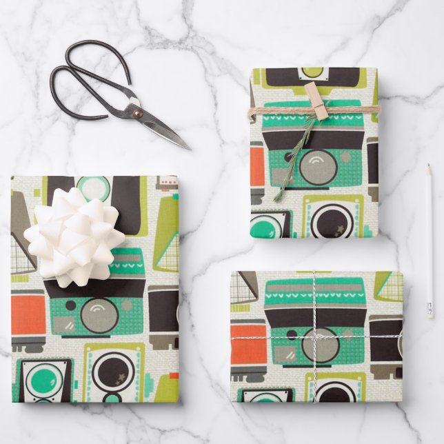 Cameras Retro Wrapping Paper Sheets (Front)
