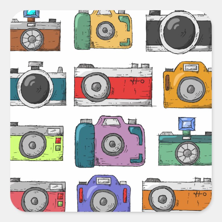 Cameras Square Sticker | Zazzle