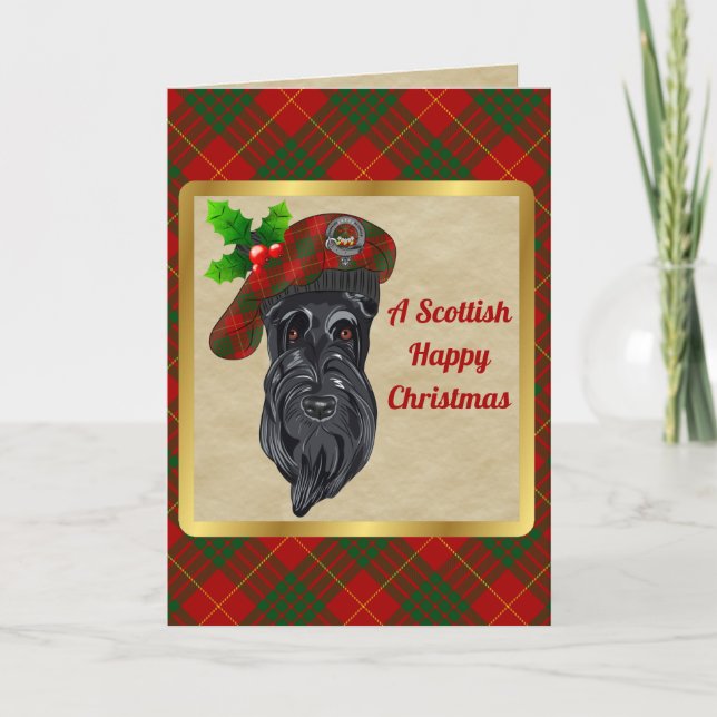 Cameron Badge & Tartan Personalized Xmas Card (Front)
