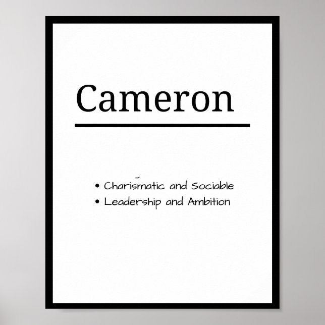 Cameron, Boy Personalized Name Definition  Poster (Front)