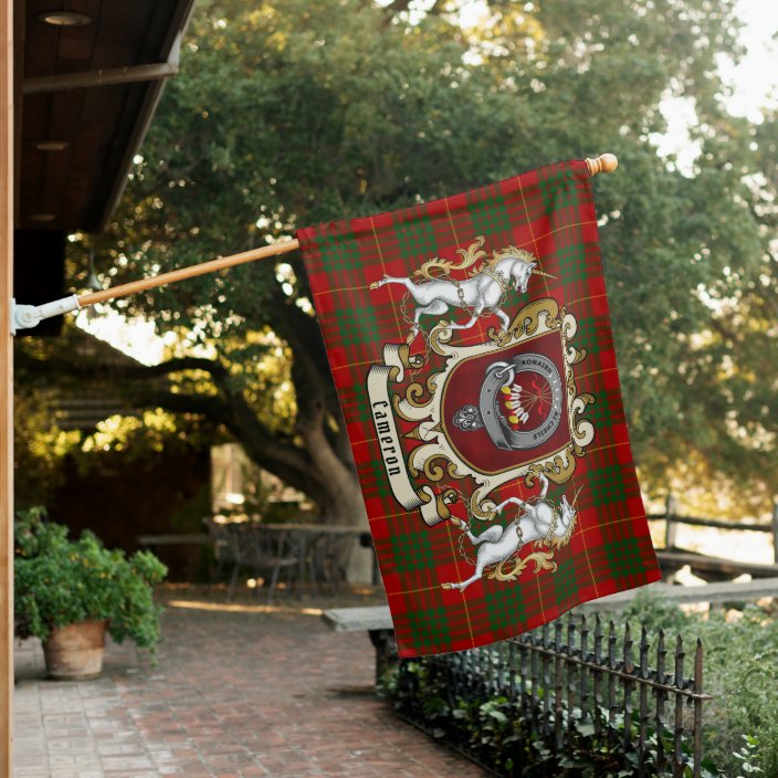 Cameron Clan Garden Flag, Scottish Tartan Cameron Clan Garden Flag Crest Style
