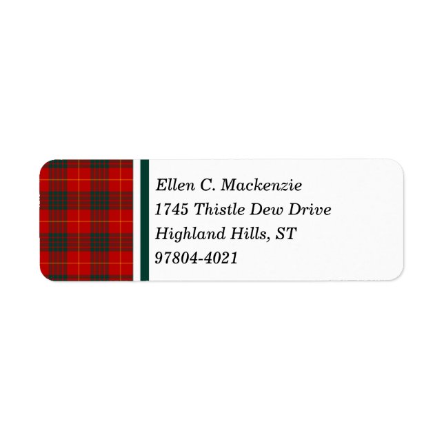 Cameron Clan Bright Red Scottish Tartan Label (Front)