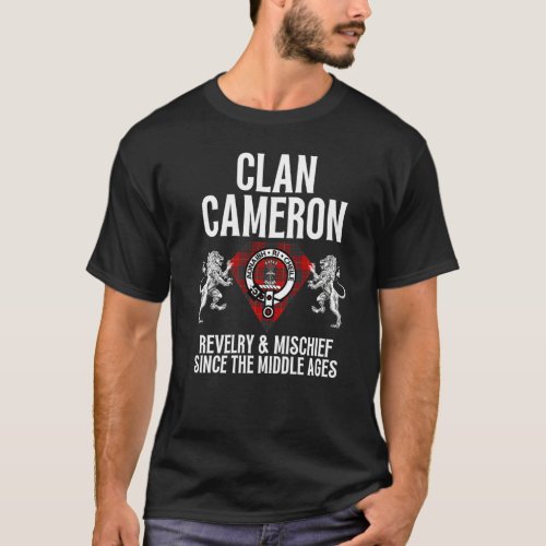 Cameron Clan Scottish Name Coat Of Arms Tartan Fam T_Shirt