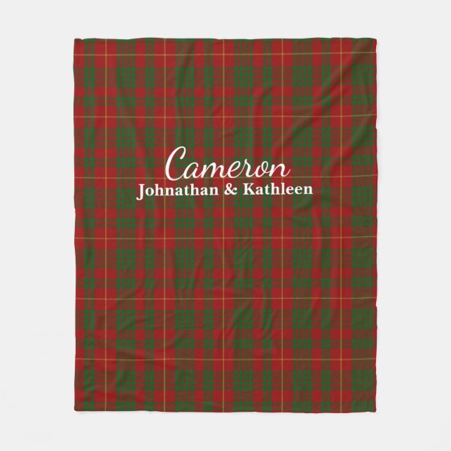 Cameron Clan Tartan Plaid Fleece Blanket (Front)