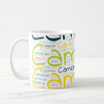 Cameron Coffee Mug<br><div class="desc">Cameron. Show and wear this popular beautiful male first name designed as colorful wordcloud made of horizontal and vertical cursive hand lettering typography in different sizes and adorable fresh colors. Wear your positive american name or show the world whom you love or adore. Merch with this soft text artwork is...</div>