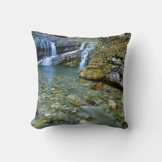 Cameron Falls in Waterton Lakes National Park in Throw Pillow (Front)