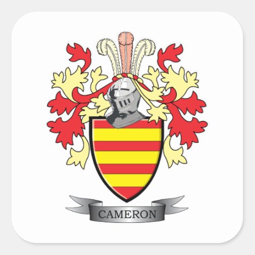 Cameron Family Crest Coat of Arms Square Sticker