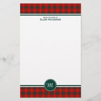 Cameron Family Tartan Red And Green Plaid Monogram Stationery by plaidwerx at Zazzle