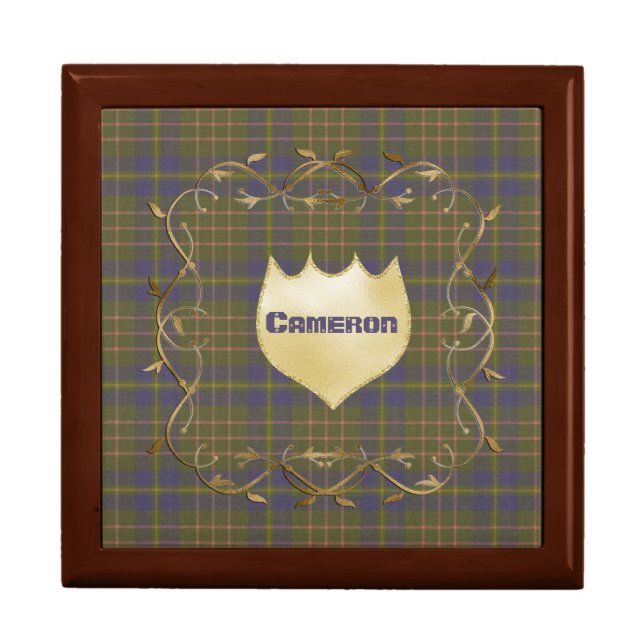 Cameron Hunting Original Scottish Tartan Gold Shie Gift Box (Front)
