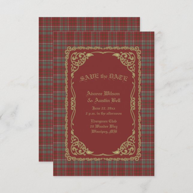 Cameron Lochiel Scottish Tartan Save The Date (Front/Back)