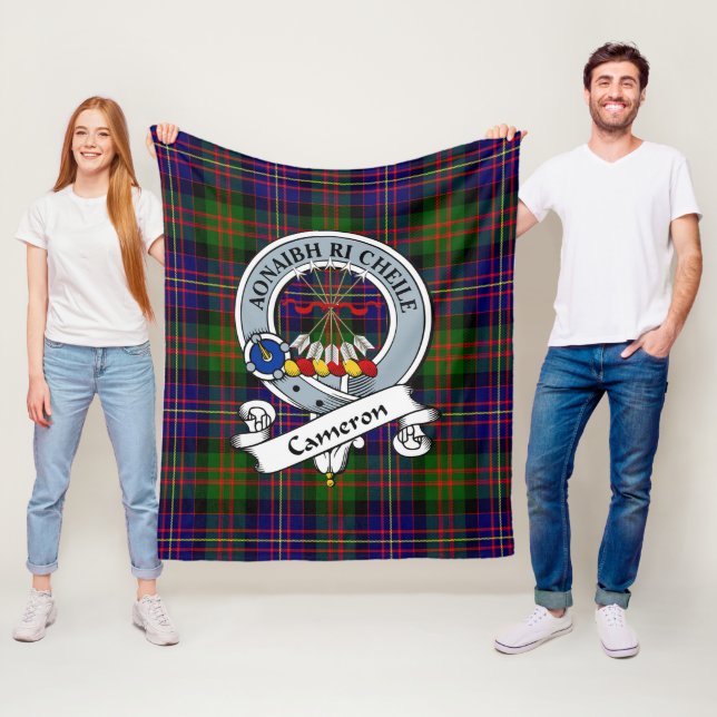 Cameron Of Erracht Modern Clan Badge Tartan Plaid Fleece Blanket (In Situ)