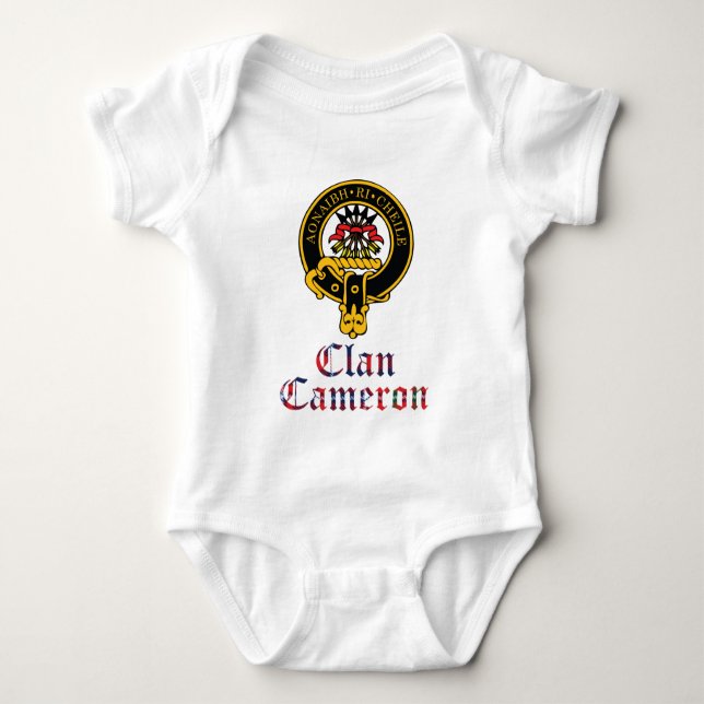 Cameron Scottish Crest Tartan Clan Name Clothes Baby Bodysuit (Front)