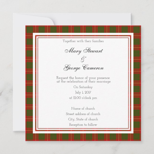 Cameron Scottish Wedding Square Invitation (Front)