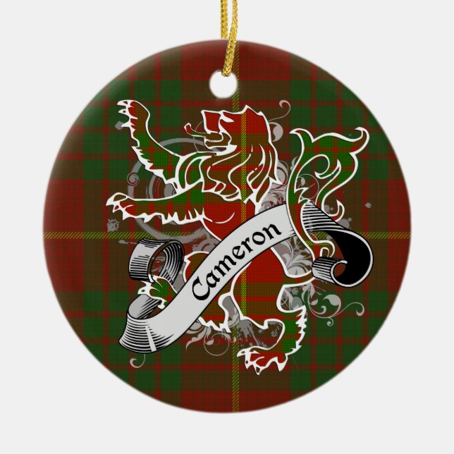 Cameron Tartan Lion Ceramic Ornament (Front)
