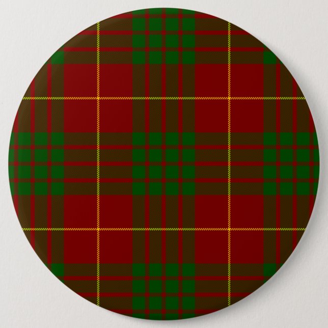 Cameron tartan red green plaid button (Front)