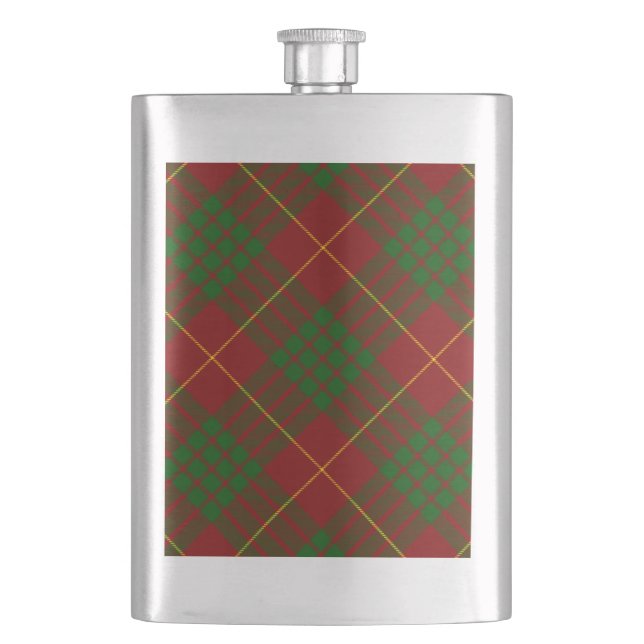 Cameron tartan red green plaid flask (Front)