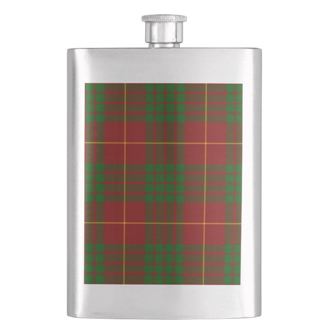 Cameron tartan red green plaid flask (Front)