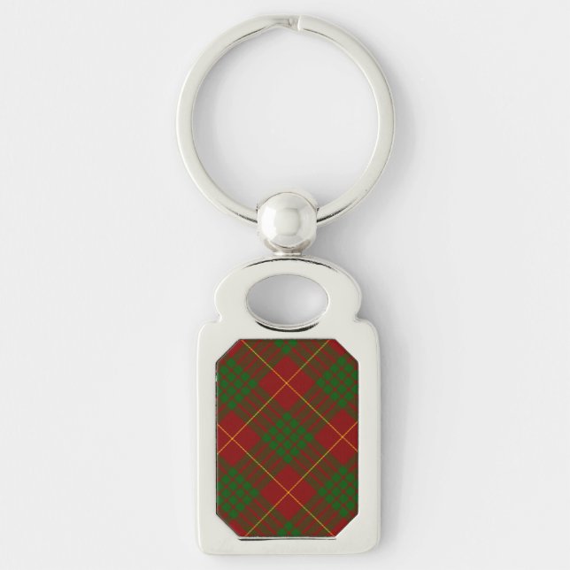 Cameron tartan red green plaid keychain (Front)