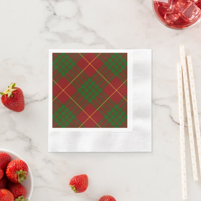 Cameron tartan red green plaid napkins (Insitu)