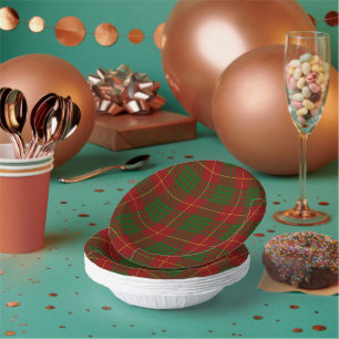 Cameron tartan red green plaid paper bowls