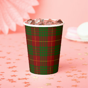 Cameron tartan red green plaid paper cups