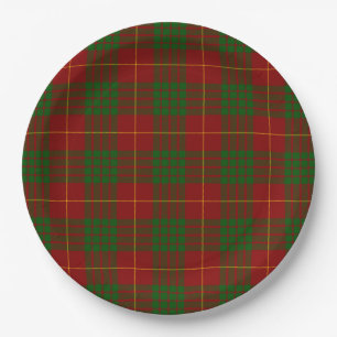 Cameron tartan red green plaid paper plates
