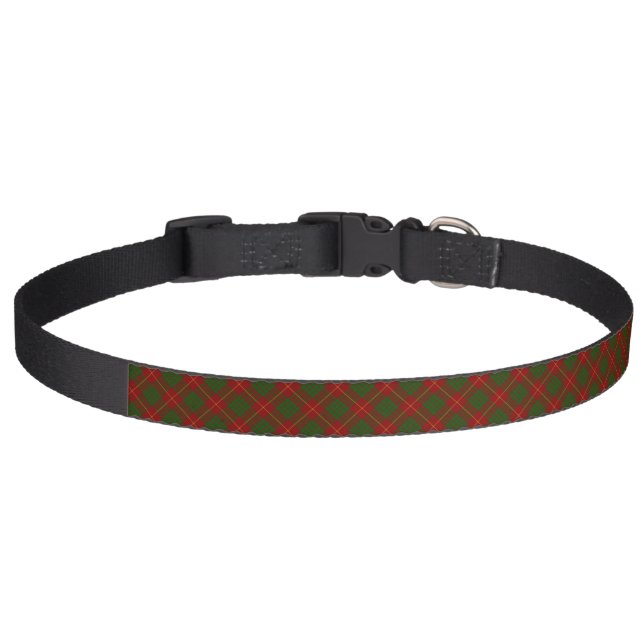 Cameron tartan red green plaid pet collar (Front)