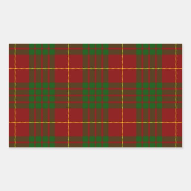 Cameron tartan red green plaid rectangular sticker (Front)