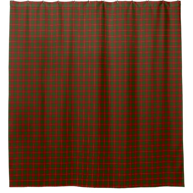 Cameron tartan red green plaid shower curtain (Front)